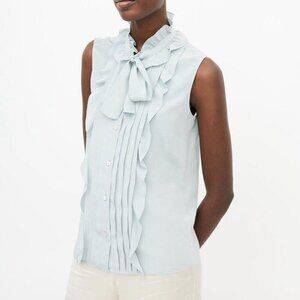 Women’s Red Valentino Light Blue Silk Ruffle‎ Shirt Tank Size 38